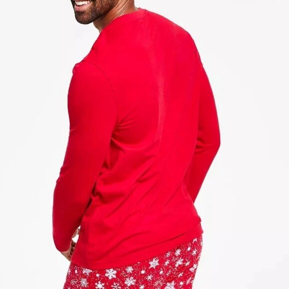 Family Pajamas Men's Knit Crew-Neck Pajama Top, Red Merry Christmas, Medium - Picture 2 of 3